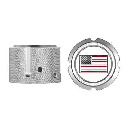 Harley-Davidson Stainless-Steel Custom Front Axle Nut Covers Red White and Blue American Flag - Reversed