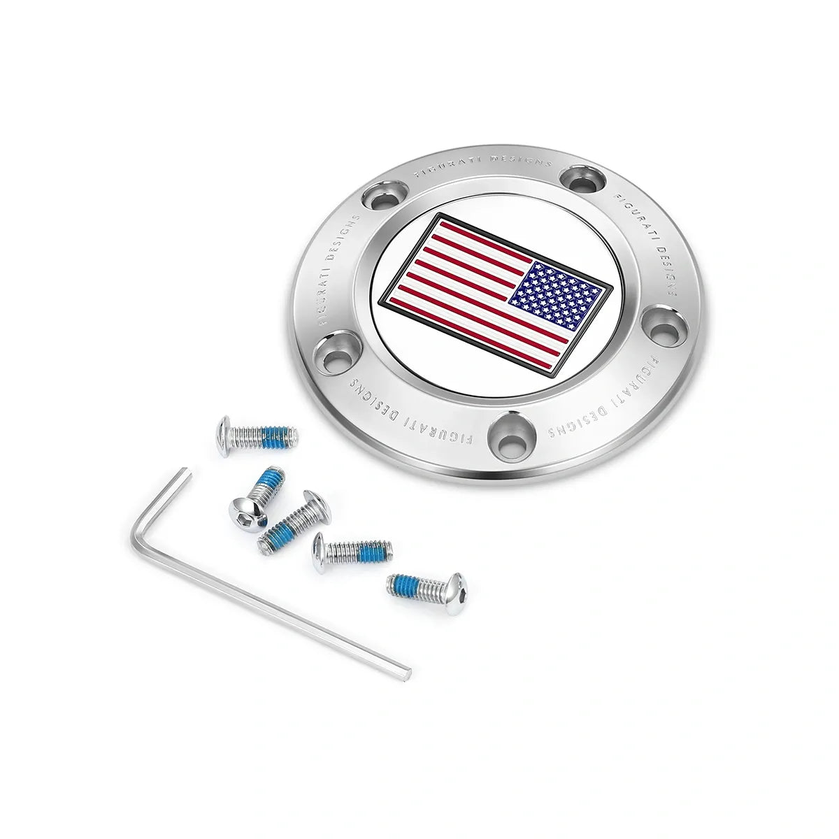 Harley-Davidson Stainless-Steel Red White and Blue American Flag - Reversed Twin Cam Timing Cover
