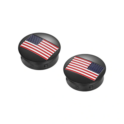 Harley-Davidson Stainless-Steel / Black American Flag Custom Swing Arm Covers - Reversed