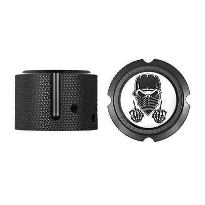 Cubiertas de tuercas del eje delantero personalizadas de acero inoxidable/negro Harley-Davidson Calavera enmascarada 