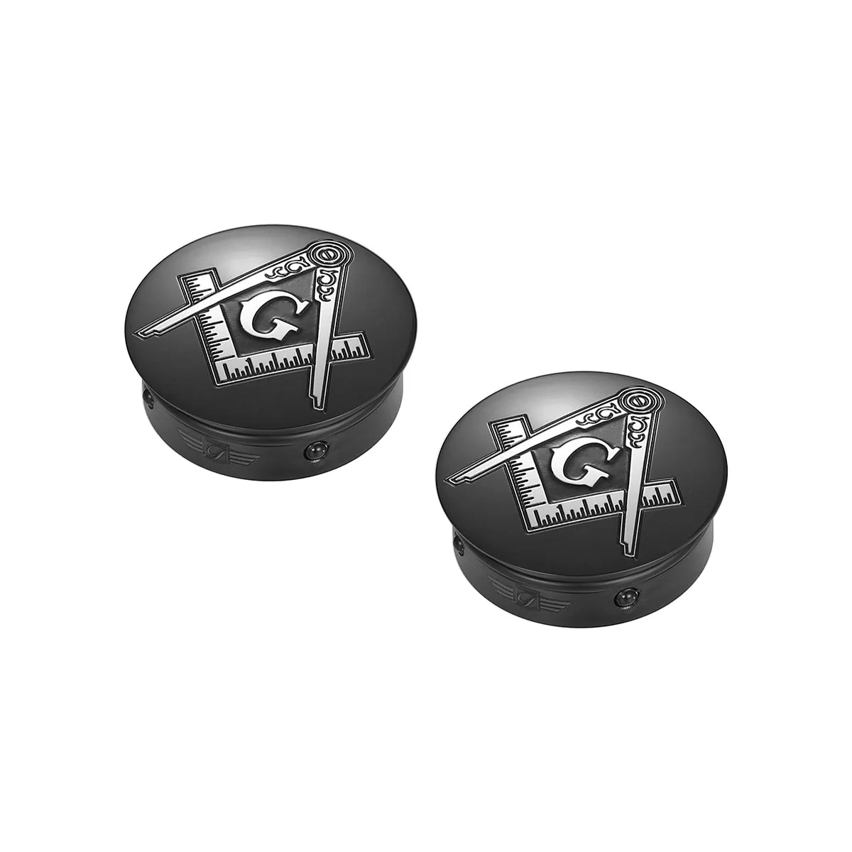 Harley Compass Harley-Davidson Stainless-Steel / Black Swing Arm Covers Masonic Emble ...