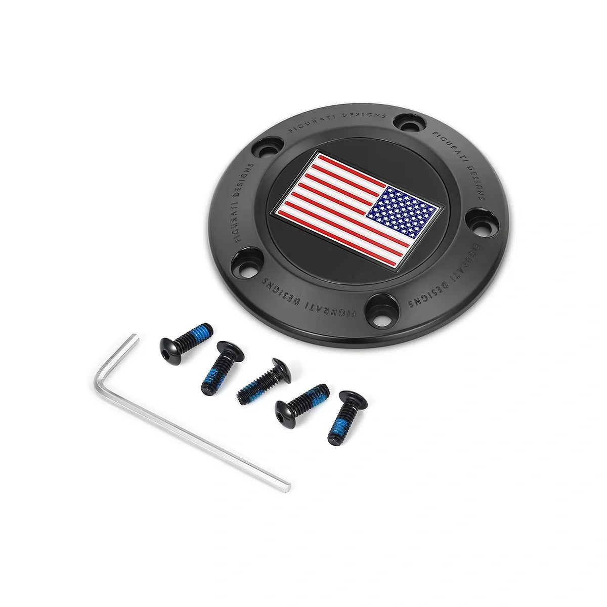 Harley-Davidson Stainless-Steel in Black Red White and Blue American Flag - Reversed Twin Cam Timing Cover