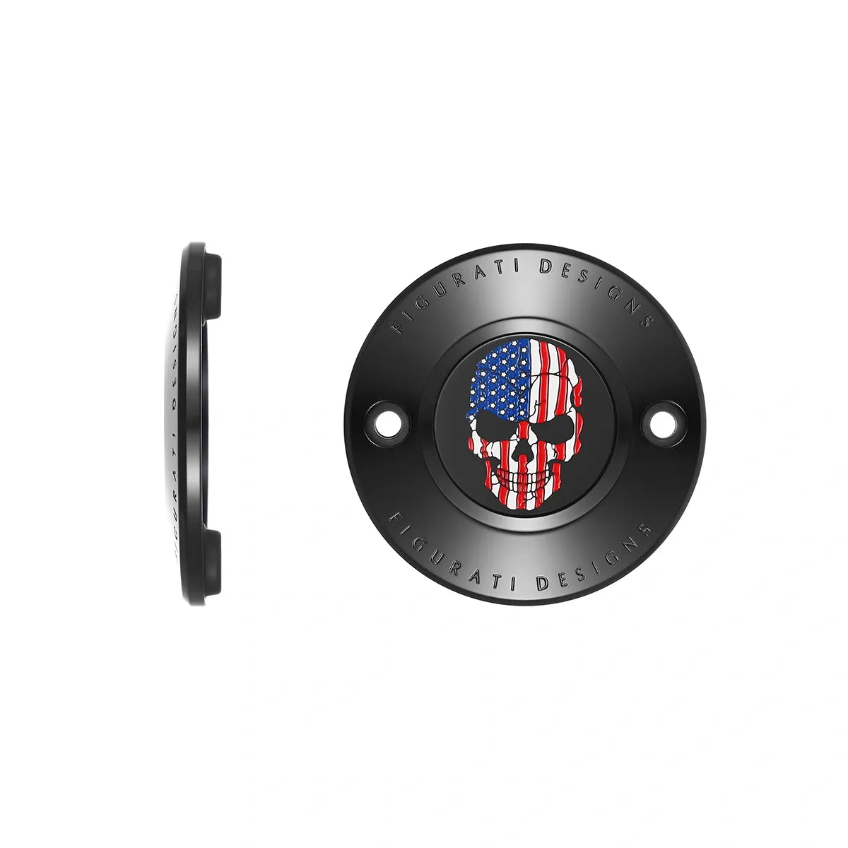 Harley-Davidson Stainless-Steel in Black Red White and Blue American Flag Skull M8 Timing Cover