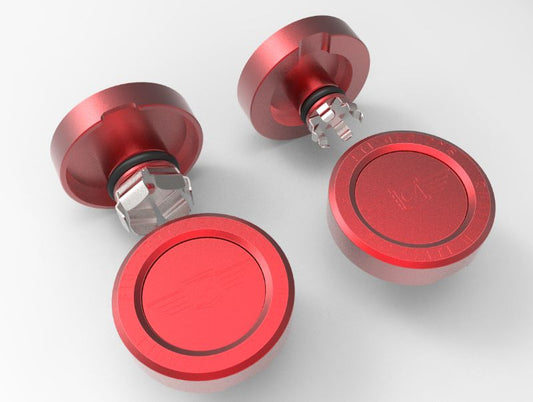 Performance Aluminum Front Axle Nut Covers - Red