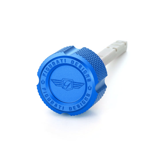 Performance Magnetic Transmission Dipstick for Harley-Davidson M8 (2017-2025) - Knurled Blue