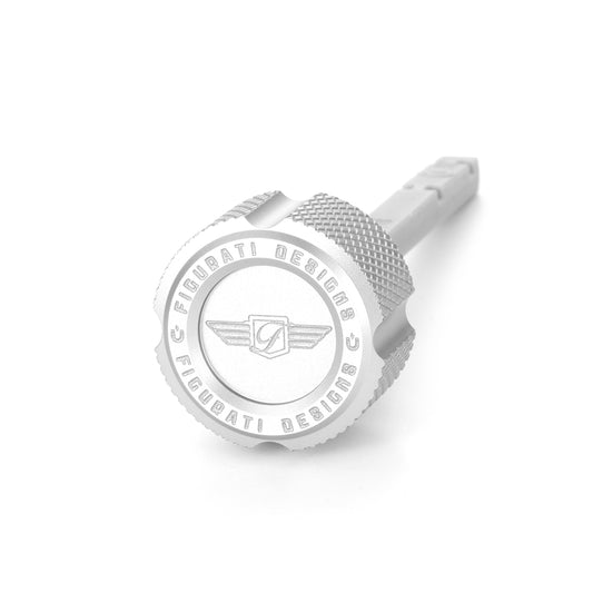 Performance Magnetic Transmission Dipstick for Harley-Davidson M8 (2017-2025) - Knurled Raw Silver