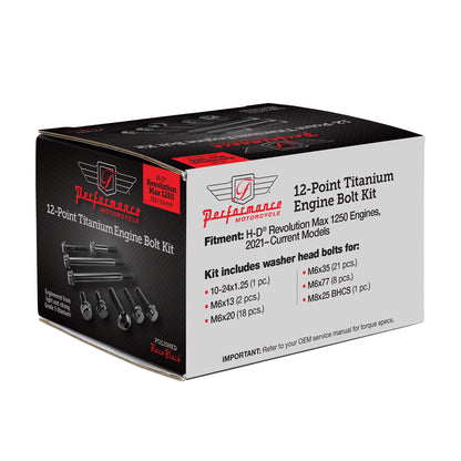 Performance 12 Point Titanium Engine Bolt Kit for Harley-Davidson Revolution Max 1250 - Race Black