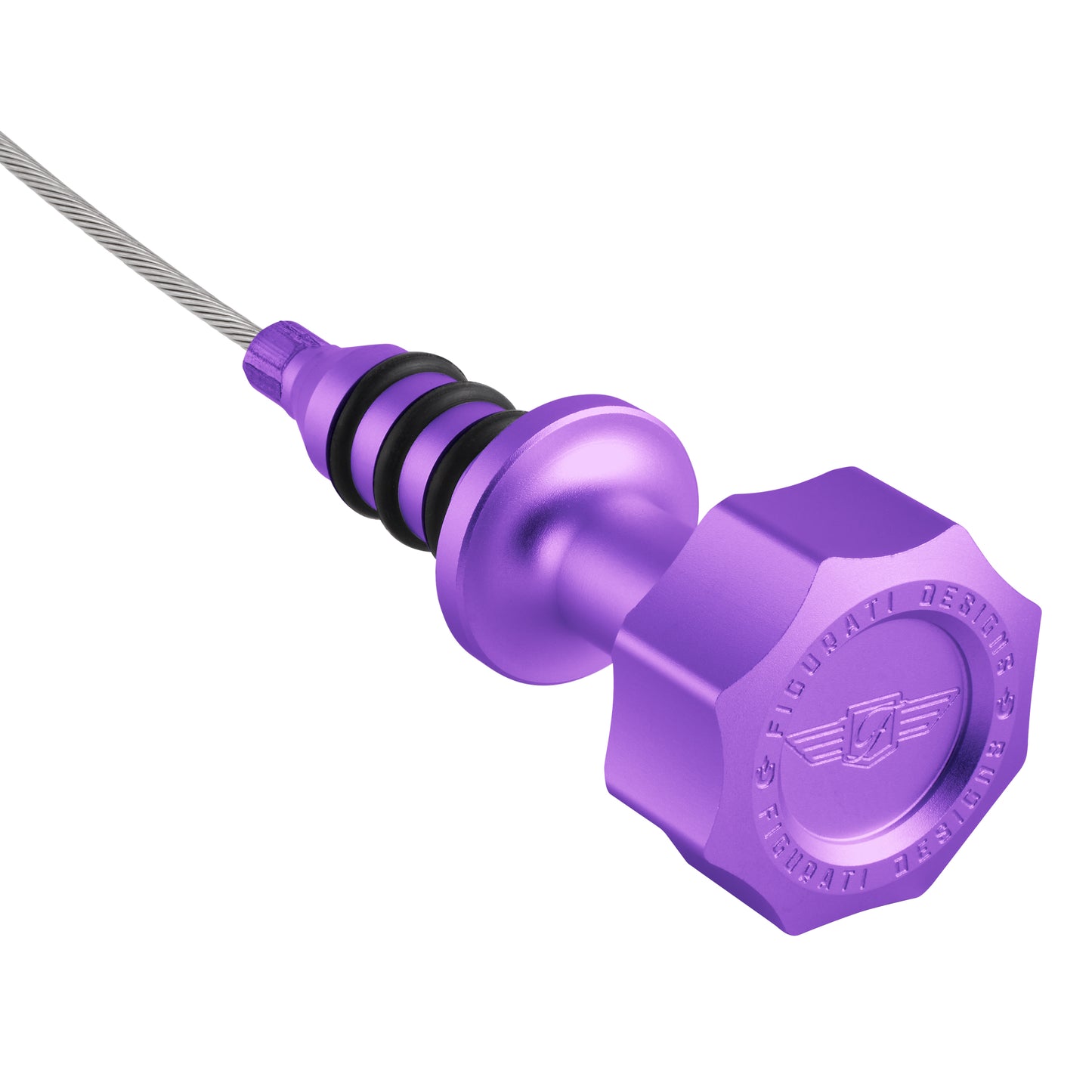 Performance Magnetic Engine Oil Dipstick for Ford 6.7L Power Stroke V8 - Curved Purple