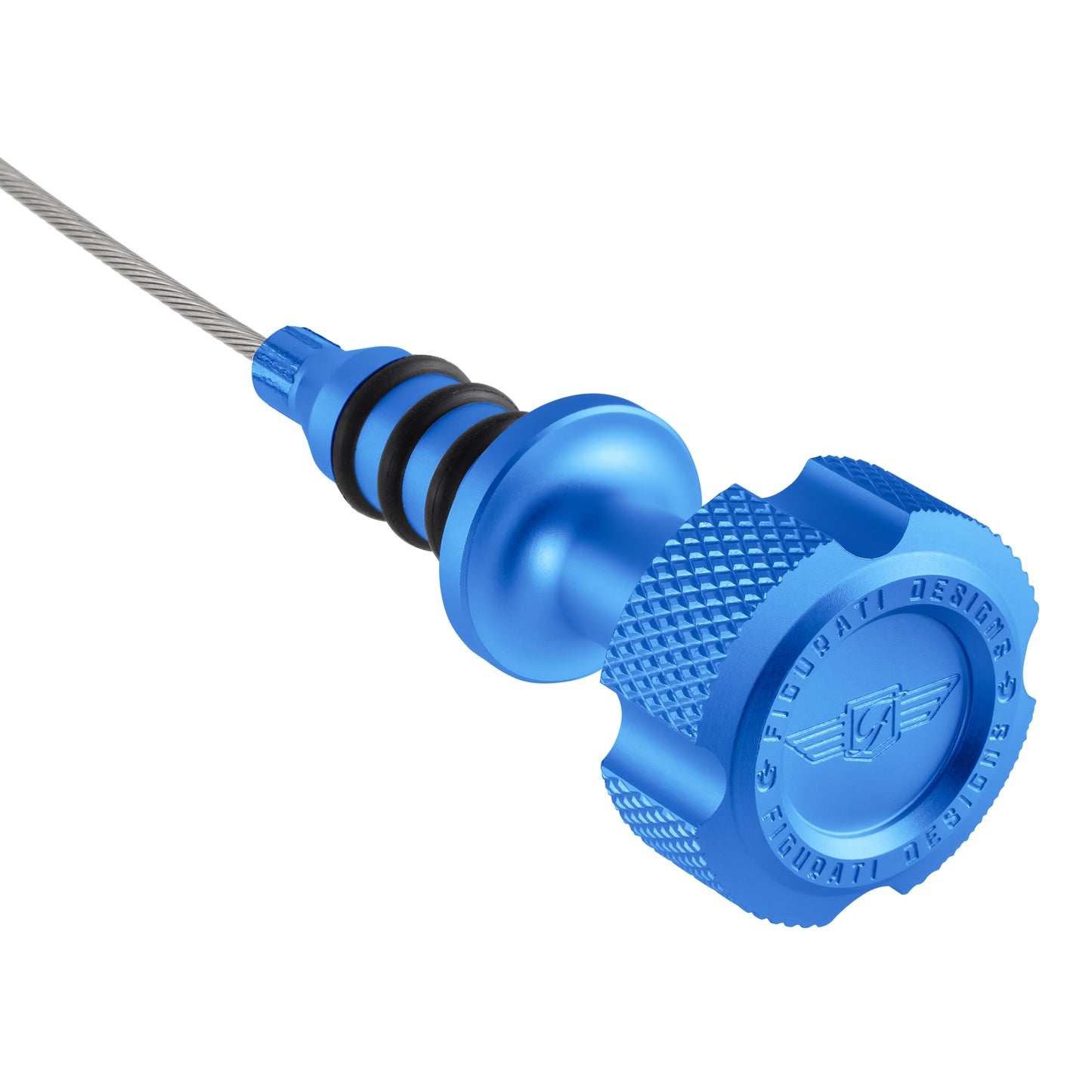 Performance Magnetic Engine Oil Dipstick for Ford 6.7L Power Stroke V8 - Knurled Blue